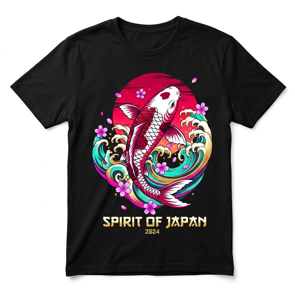 Vintage Japanese Koi Fish Asian Art Nouveau Graphic Aesthetic Print Unisex TShirt