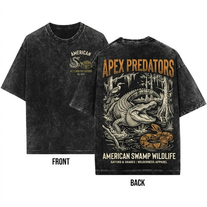 Vintage Alligator Graphic Everglades Crocodile Reptile Outdoor Gift Unisex Wash T-Shirt