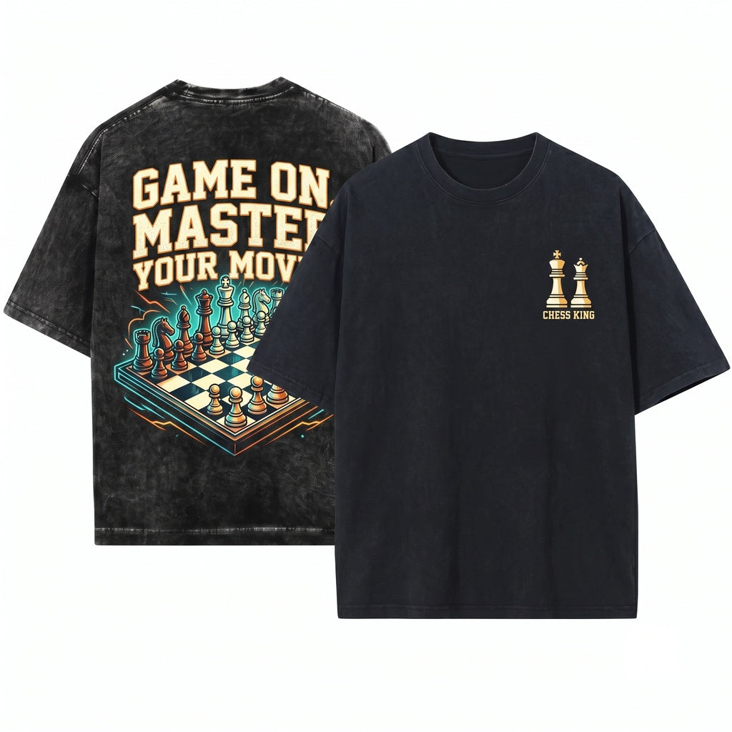 Game On Chess Pieces Funny Board Strategy Player Gamer Gift Graphic Apparel Unisex Wash T-Shirt