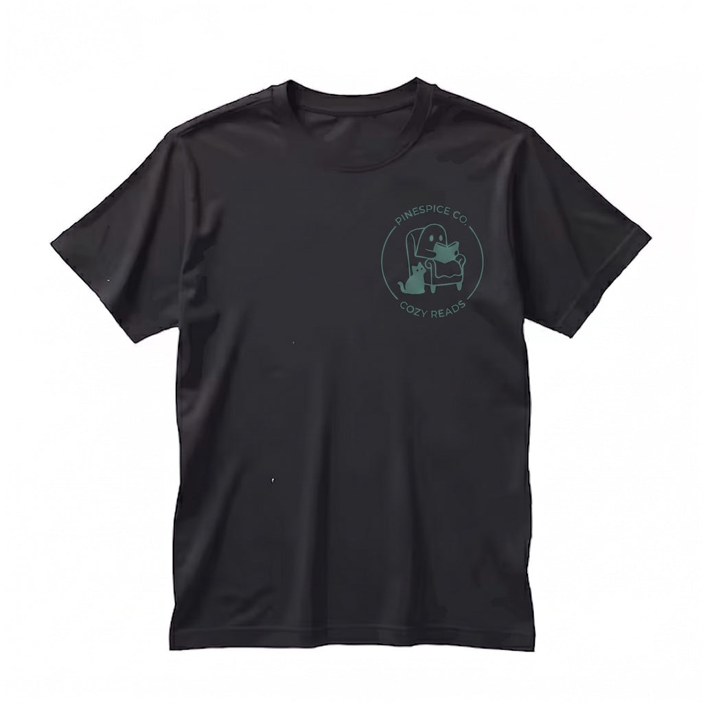 Embroidered Reading Ghost Bookish Spooky Halloween Cozy Ghostcore Reader Gift Unisex TShirt