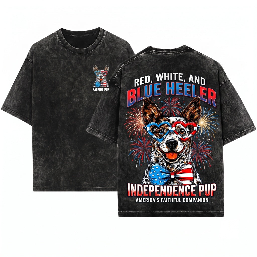 Australian Cattle Dog USA Patriotic 4th Of July America Pet Lover Soft Style Unisex Wash T-Shirt