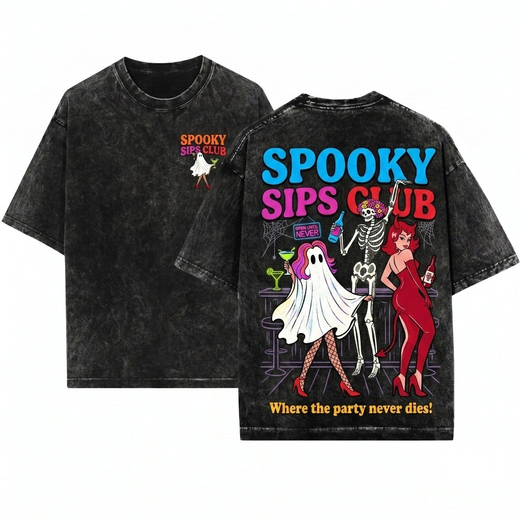 Funny Halloween Graphic Haunt Mess Club Apparel Unisex Wash T-Shirt