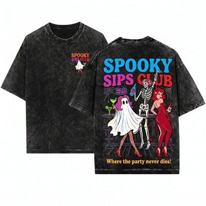 Funny Halloween Graphic Haunt Mess Club Apparel Unisex Wash T-Shirt