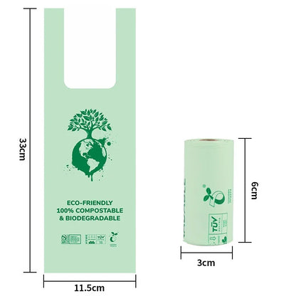 Corn starch biodegradable pet litter bag PLA compost roll up vest bag dog litter bag