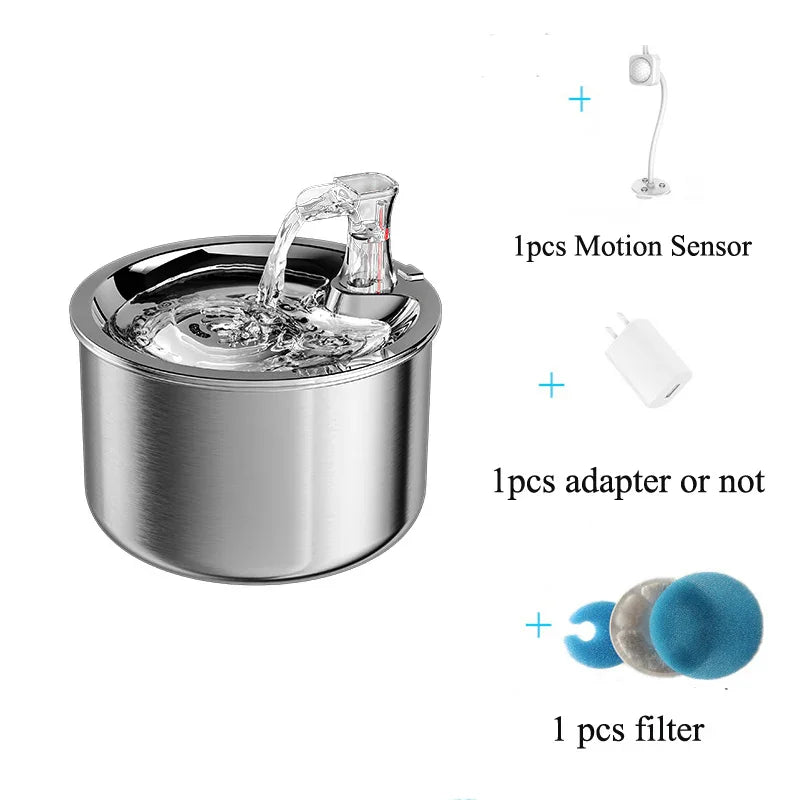 Stainless Steel Cat Water Dispenser Automatic Over-Circulation Flow Pet Smart Water Dispenser Cat And Dog Filter Drinking Bowl