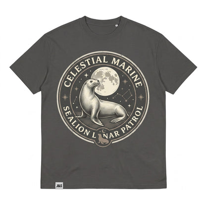 Three California Sea Lion Moon Galaxy Marine Wildlife Art Cosmic Ocean Animal Lover Gift Unisex TShirt