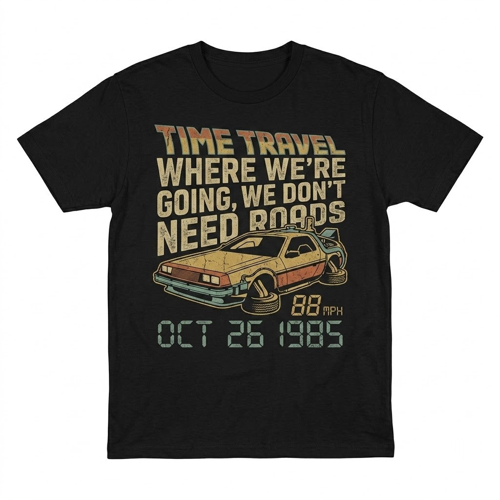 Vintage 80s Sci-Fi Time Travel Movie Graphic 88 MPH Retro DeLorean Unisex TShirt