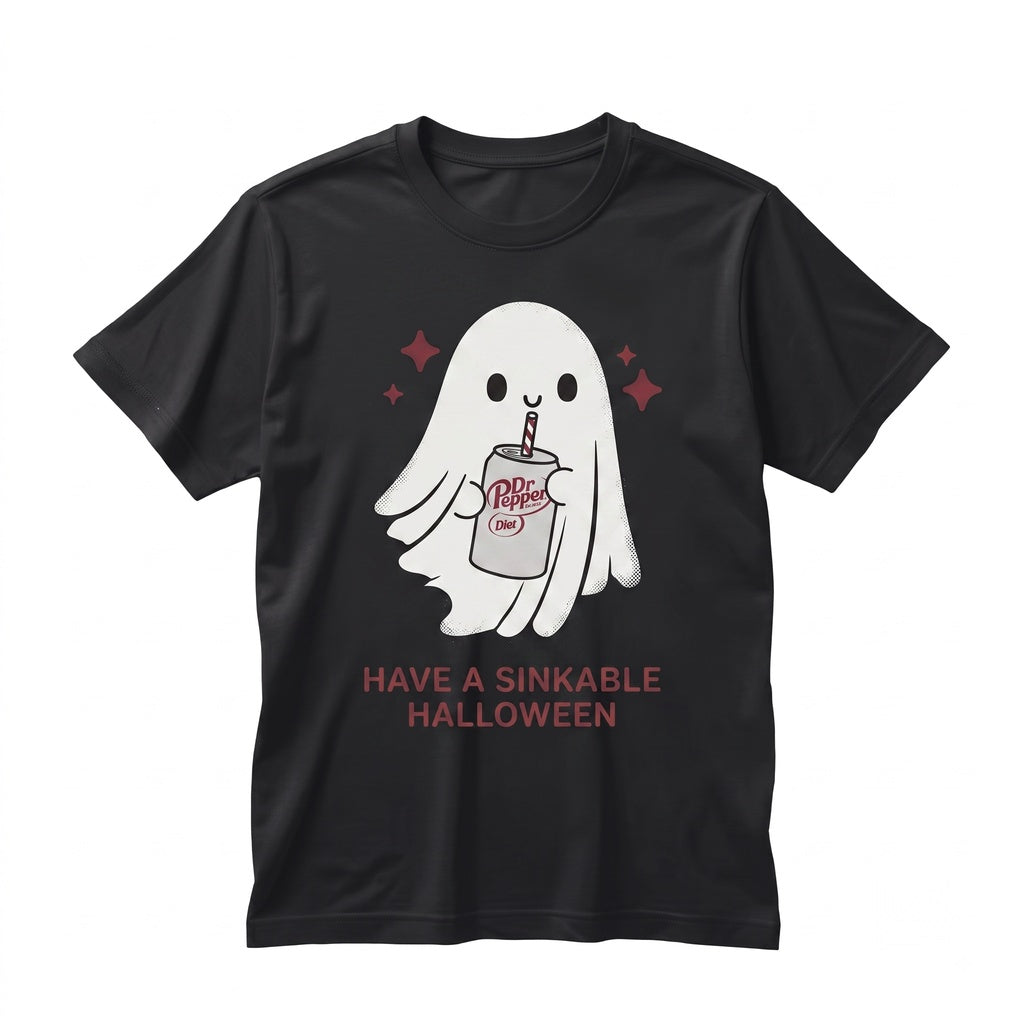Funny Cute Spooky Ghost Drinking Diet Soda Pop Graphic Halloween Lover Gift Unisex TShirt