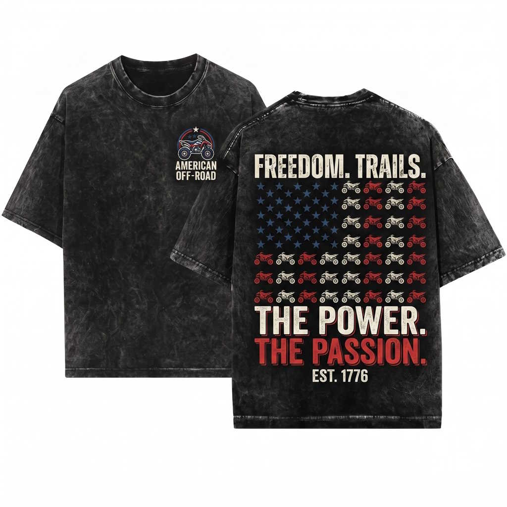 Patriotic American Flag ATV Quad Off Road Rider 4 Wheeler Dad Gift Unisex Wash T-Shirt