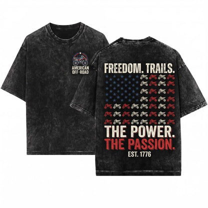 Patriotic American Flag ATV Quad Off Road Rider 4 Wheeler Dad Gift Unisex Wash T-Shirt