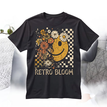 Retro Happy Face Floral Autumn Halloween Fall Graphic Unisex TShirt