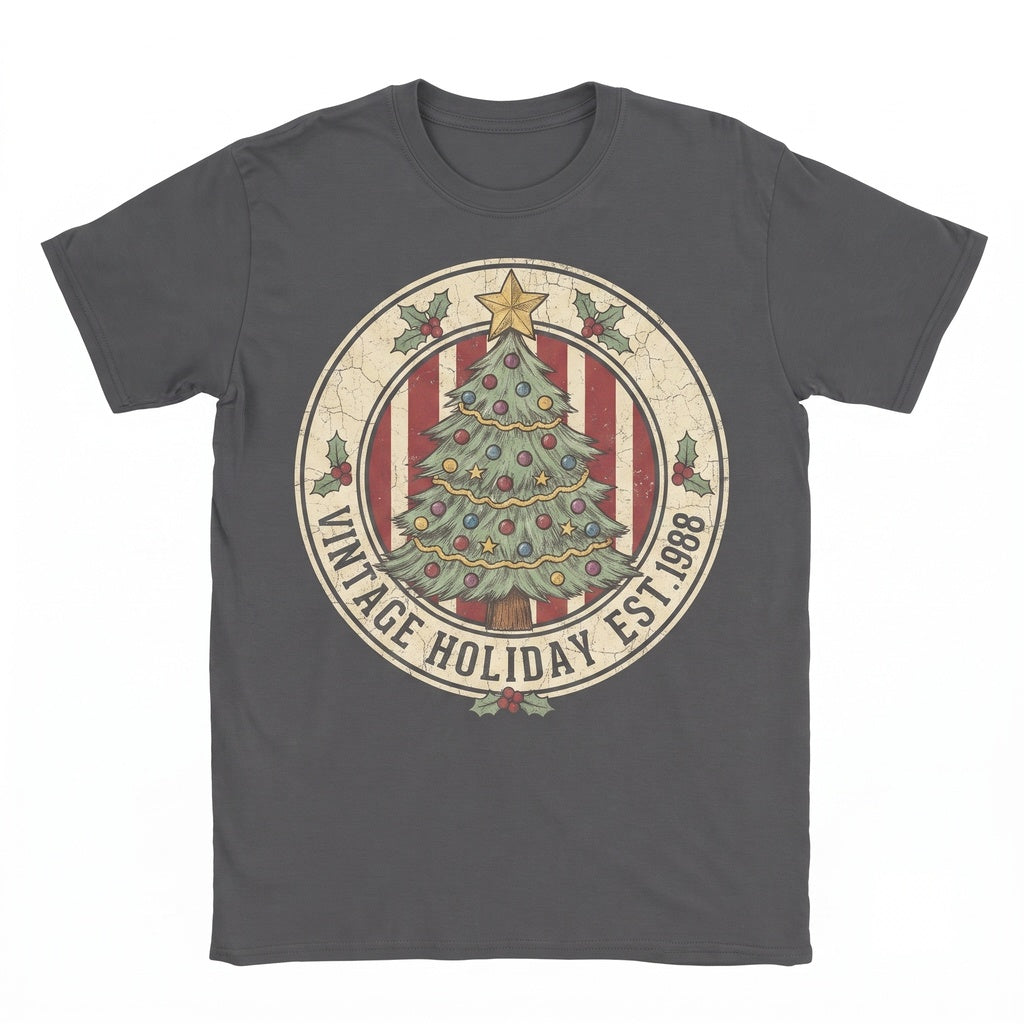 Christmas Stripe Vintage Tree Holiday Merry Bright Unisex TShirt