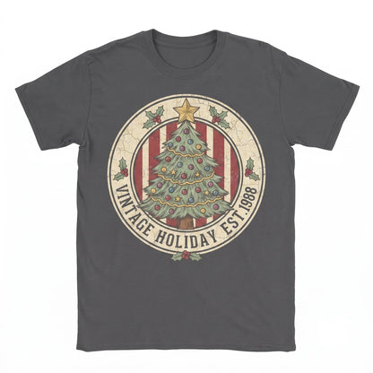 Christmas Stripe Vintage Tree Holiday Merry Bright Unisex TShirt