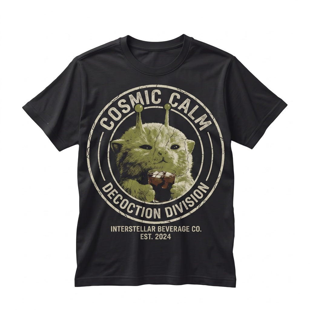 Alien Space Cat Drinking Soda Glorp Silly Meme Gen Z Brainrot Joke Gift Unisex TShirt