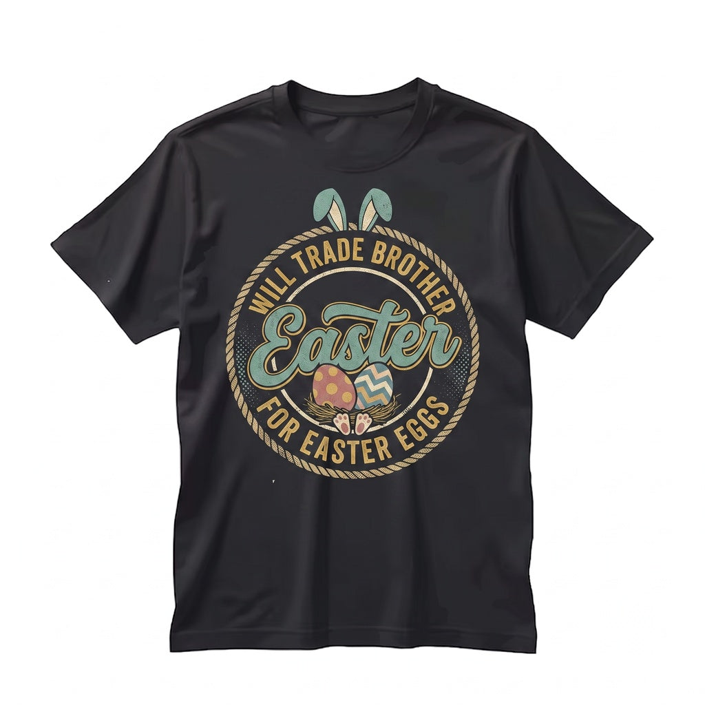 Will Trade Brother For Easter Eggs Funny Happy Bunny Sibling Spring Holiday Gift Womens Boy Unisex TShirt