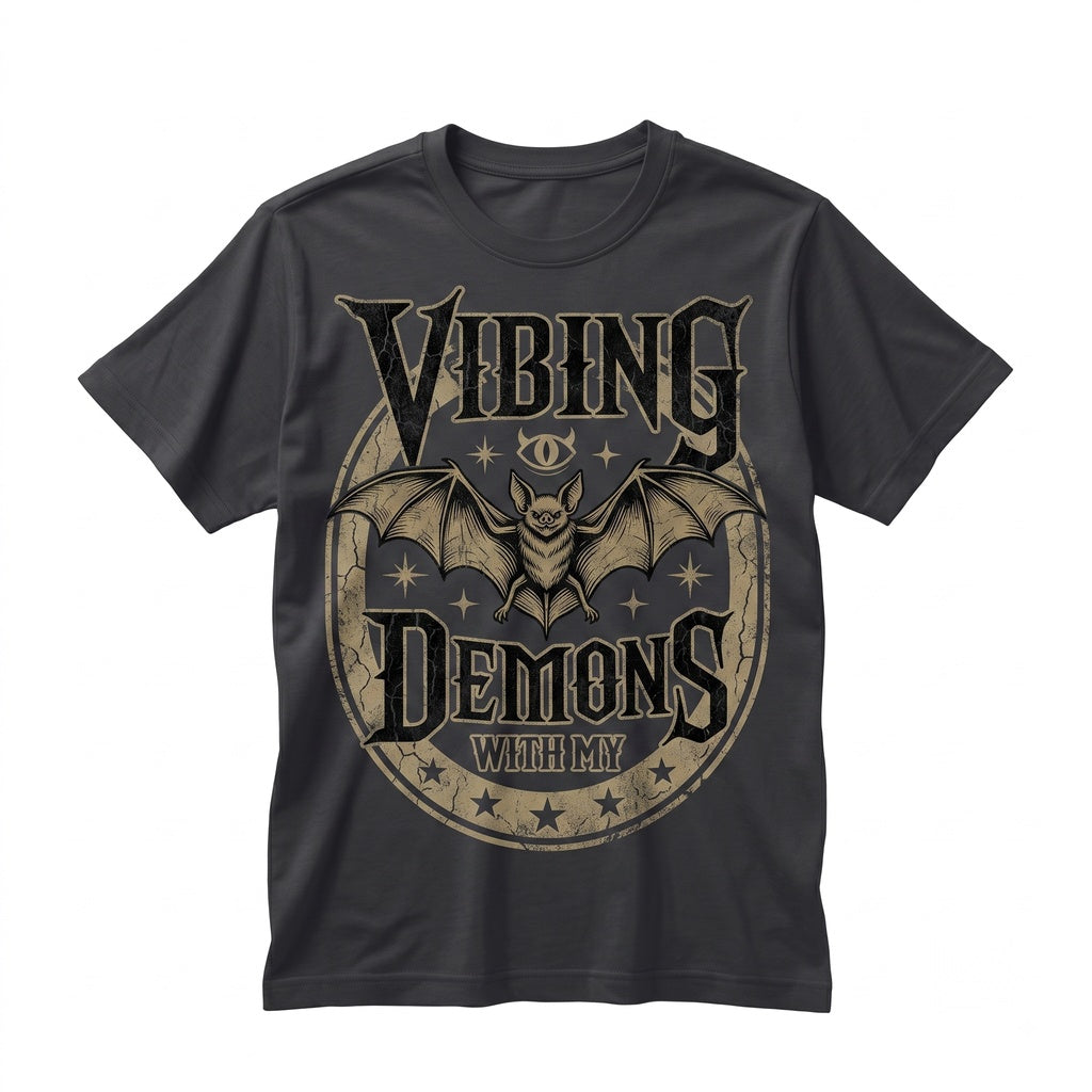 Vibing With My Demons Sarcastic Sassy Snarky Spooky Dark Humor Graphic Unisex TShirt