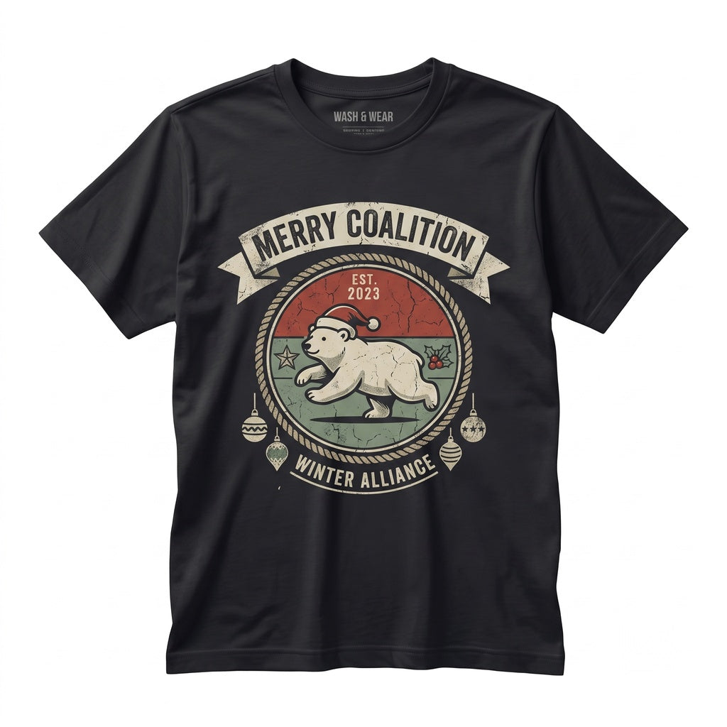Three Festive Polar Bears Vintage Graphic Holiday Animal Christmas Gift Unisex TShirt