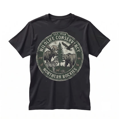 Vintage Woodland Forest Animals Graphic Top, Rustic Wilderness Nature Apparel Gift, Unisex TShirt