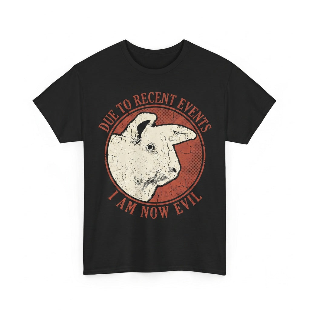 Due to Recent Events I Am Now Evil Funny Vintage Japanese Rabbit Graphic Apparel Cotton Unisex TShirt