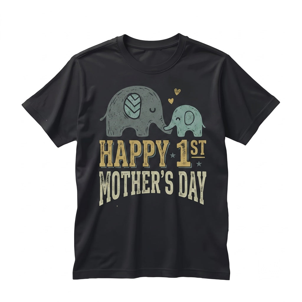First Mothers Day Elephant Personalized New Mom Gift Unisex TShirt