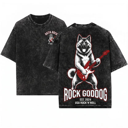 Central Asian Shepherd Dog Alabai Rocker Guitar Music Lover Gift Apparel Funny Pet Style Unisex Wash T-Shirt