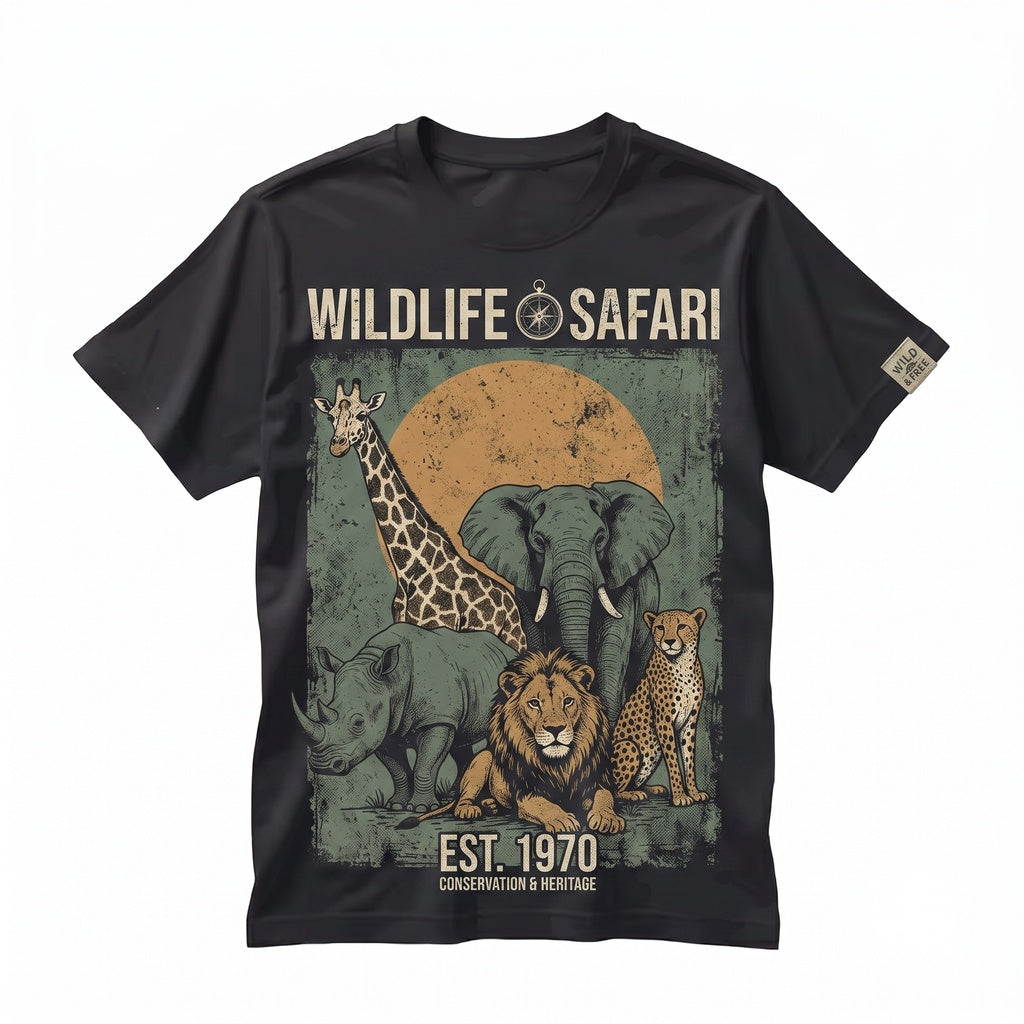 Vintage African Safari Graphic Wild Animal Rustic Adventure Gift Unisex TShirt