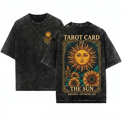 Sun Tarot Card Graphic Vintage Astrology Unisex Wash T-Shirt