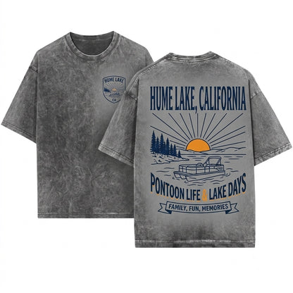 Vintage Hume Lake California Retro Outdoor Vacation Unisex Wash T-Shirt