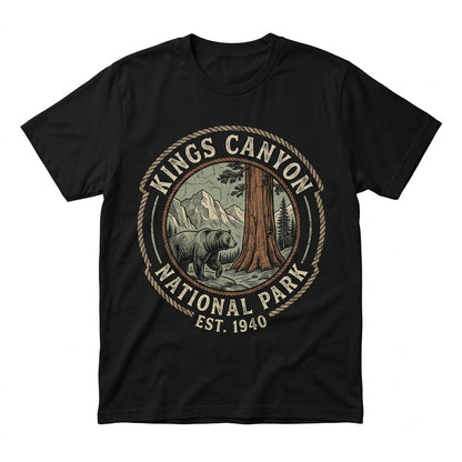 Vintage Kings Canyon Sequoia Forest California National Park Bear Hiking Nature Gift Unisex TShirt