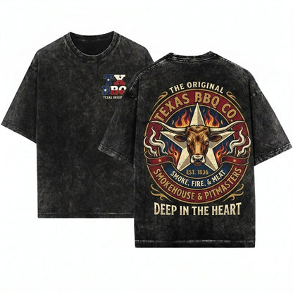 Texas Flag Lone Star BBQ Barbecue Pitmaster Grilling Smoker Chef Lover Gift Unisex Wash T-Shirt