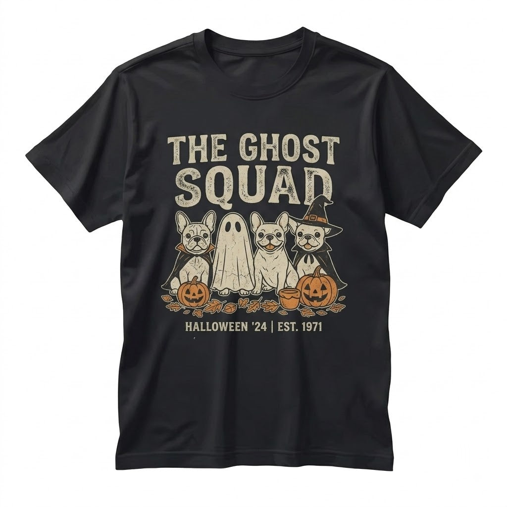Halloween Spooky Fall Pumpkin Jackolantern Ghost Bat Cute French Bulldog Dog Lover Crewneck Pullover Unisex TShirt