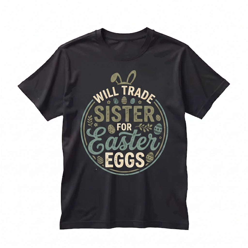 Will Trade Sister For Easter Eggs Funny Bunny Sibling Holiday Gift Boy Womens Unisex TShirt