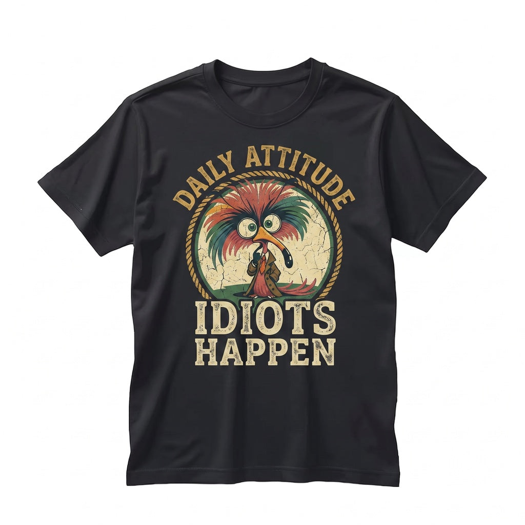 Wake Up With Good Attitude Then Idiots Happen Sarcastic Funny Novelty Graphic Humor Present Women Unisex TShirt