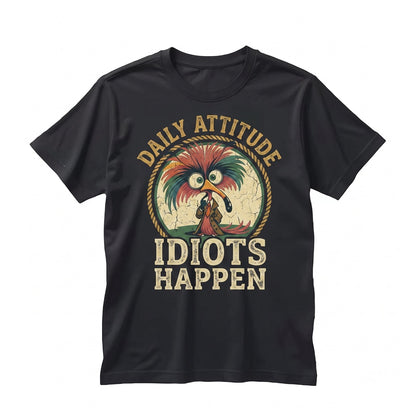 Wake Up With Good Attitude Then Idiots Happen Sarcastic Funny Novelty Graphic Humor Present Women Unisex TShirt
