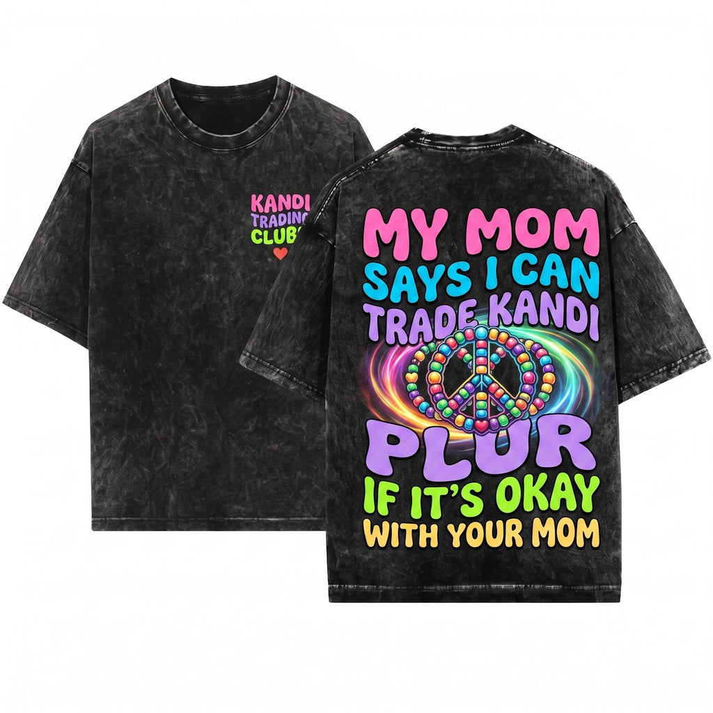 Groovy Funny Kandi Trade Festival Rave Party Graphic Apparel Unisex Wash T-Shirt