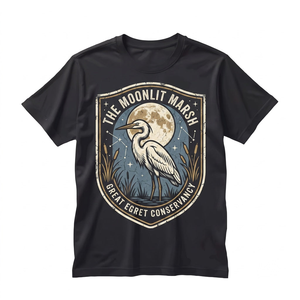 Three Great Egret Howling Wolf Parody 90s Vintage Aesthetic Graphic Retro Water Bird Funny Irony Gift Unisex TShirt