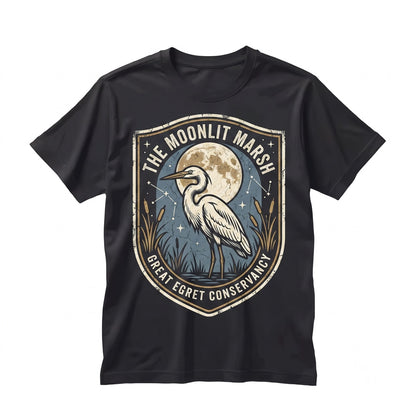 Three Great Egret Howling Wolf Parody 90s Vintage Aesthetic Graphic Retro Water Bird Funny Irony Gift Unisex TShirt