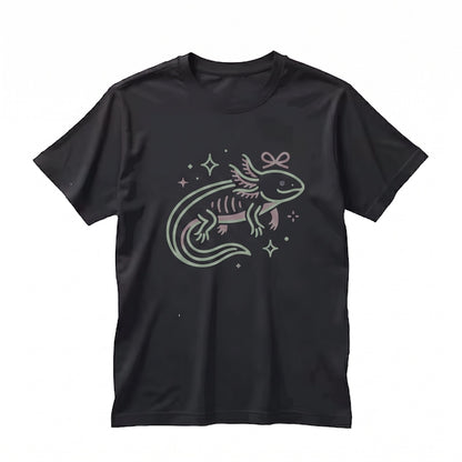 Cute Axolotl Lover Gift Granddaughter Daughter Bow Graphic Pullover Era Unisex TShirt