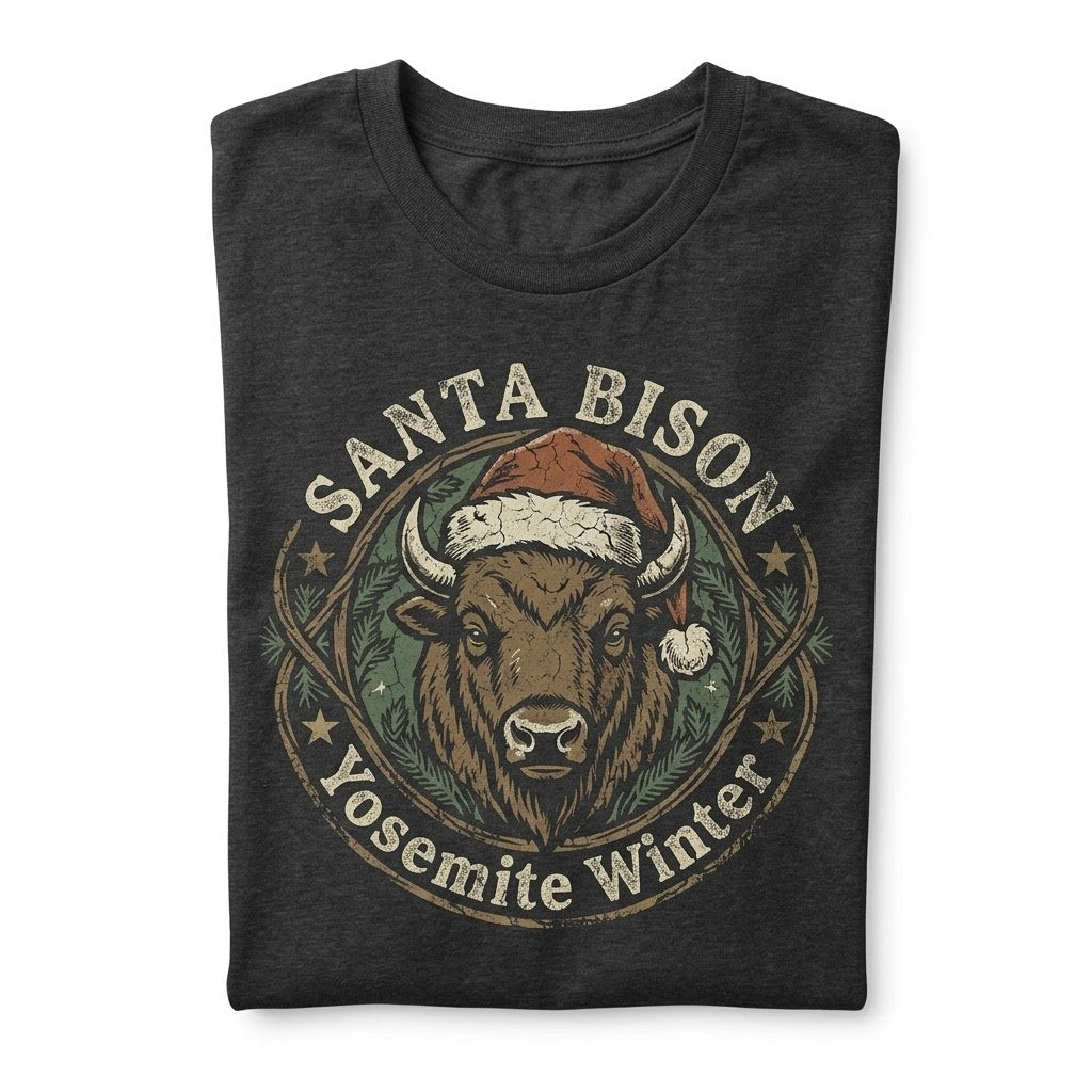 Christmas Bison Holiday Graphic Buffalo Western Wildlife Themed Apparel Gift Unisex TShirt