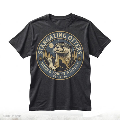 Otter Howling at Full Moon Vintage 90s Retro Graphic Animal Gift Silly Unisex TShirt