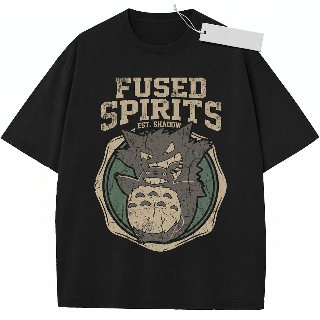 Vintage Wash Anime Crossover Graphic Oversized Ghost Monster Streetwear Apparel, Unisex TShirt