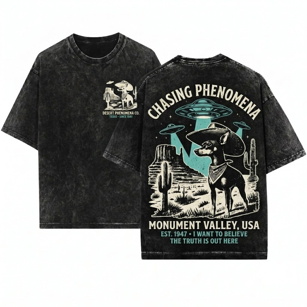 Vintage Western Alien Pinscher Retro Cowboy Dog Lovers Gift Unisex Wash T-Shirt