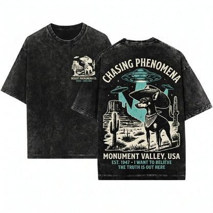 Vintage Western Alien Pinscher Retro Cowboy Dog Lovers Gift Unisex Wash T-Shirt