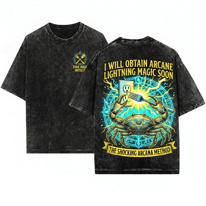 I Will Obtain Lightning Magic Soon Funny Vintage Japanese Crab Apparel Graphic Unisex Wash T-Shirt