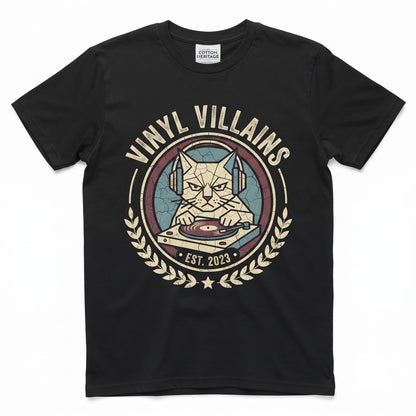DJ Cat Wearing Headphones Spinning Vinyl Record Audio Music Lover Gift Unisex TShirt
