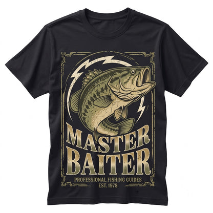 Funny Master Baiter Bass Fishing Graphic Novelty Outdoors Angler Cotton Men Women Unisex TShirt