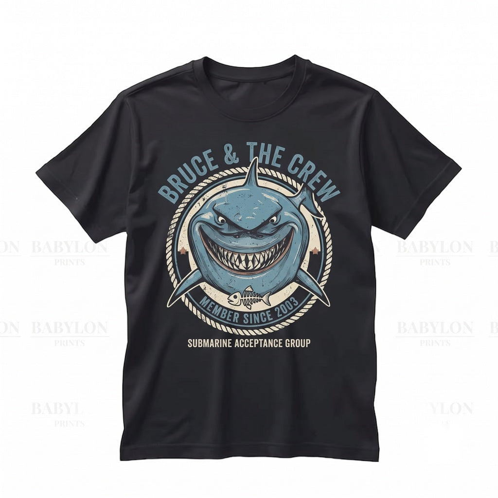 Vintage Clownfish Bruce Shark Ocean Movie Graphic Family Vacation Unisex TShirt