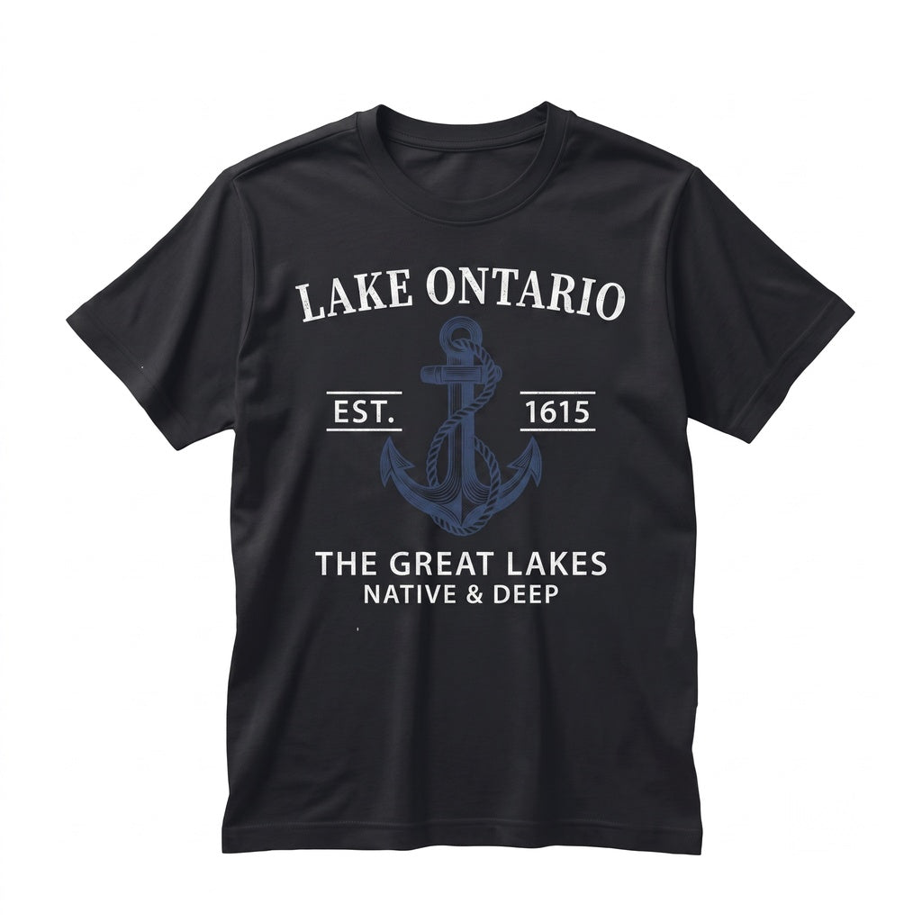 Vintage Lake Ontario Est 1615 Retro Graphic Adventure Top, Unisex TShirt