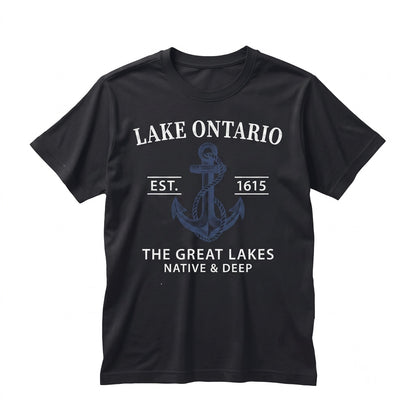 Vintage Lake Ontario Est 1615 Retro Graphic Adventure Top, Unisex TShirt