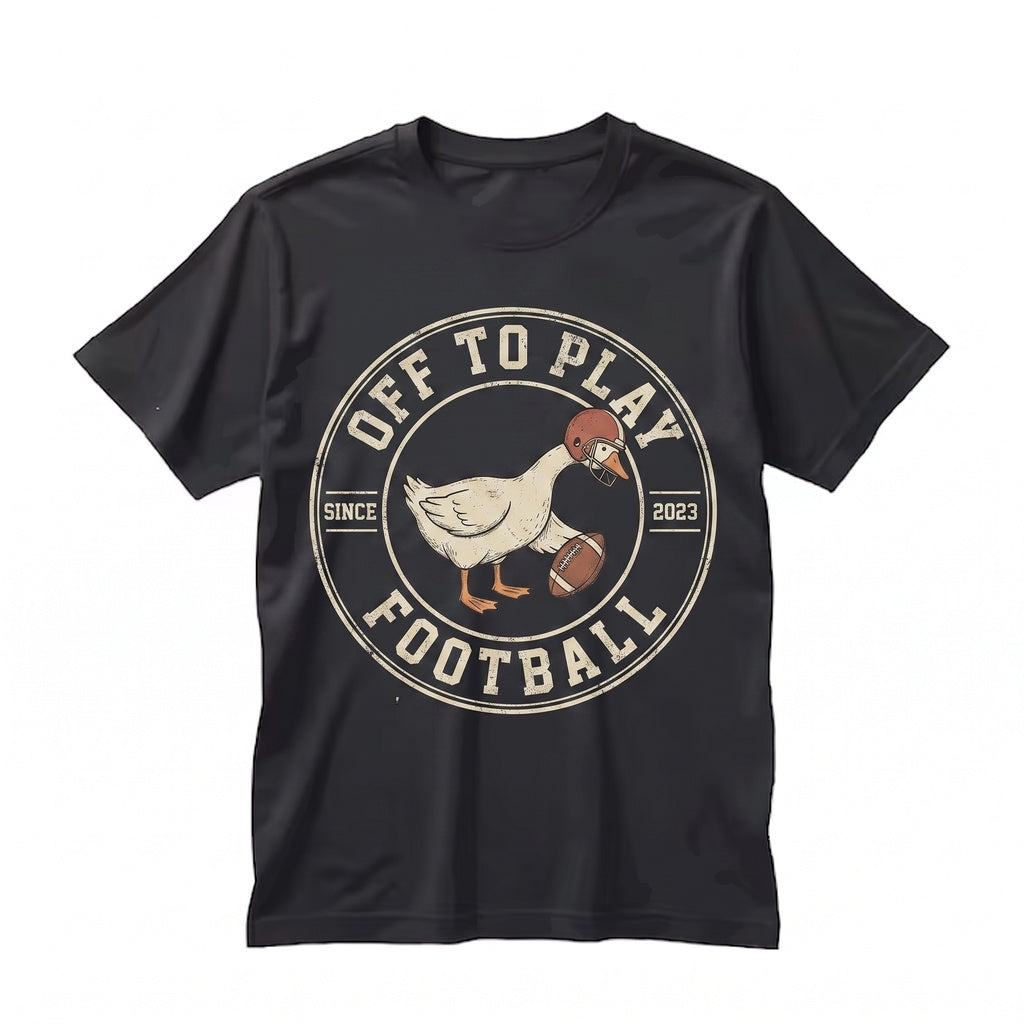 Off to Play Football Goose Funny Graphic Mom Dad Fathers Day Sports Present Unisex TShirt